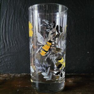 Libbey Royal Norfolk Flower Bee Happy 16 oz Drinking Glass